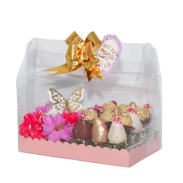 Caja margaritas y fresas para mamá